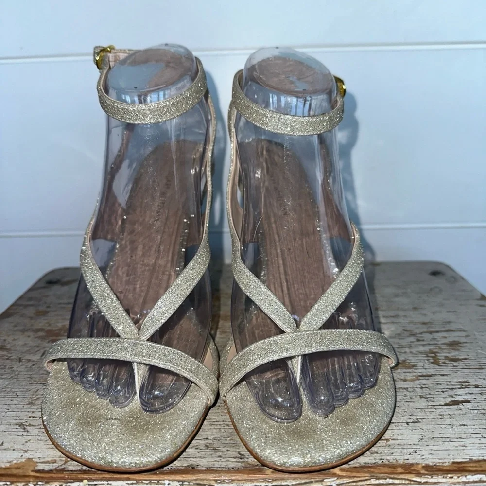 Stuart Weitzman Silver Glitter high heel sandals Align 95 size 8 EUC